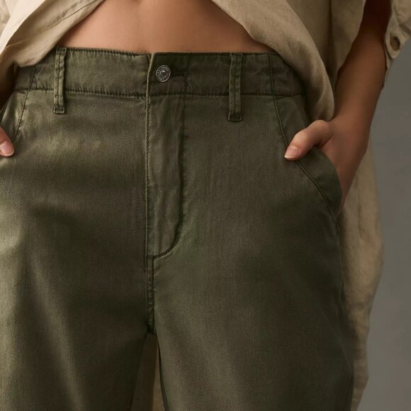 Anthropologie PAIGE Drew Mid-Rise Weekender Jeans 31 green NEW - Picture 3 of 4